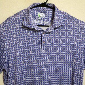 Tailor Byrd Shirt Mens XL Short Sleeve Golf Performance Polo White Blue Stars